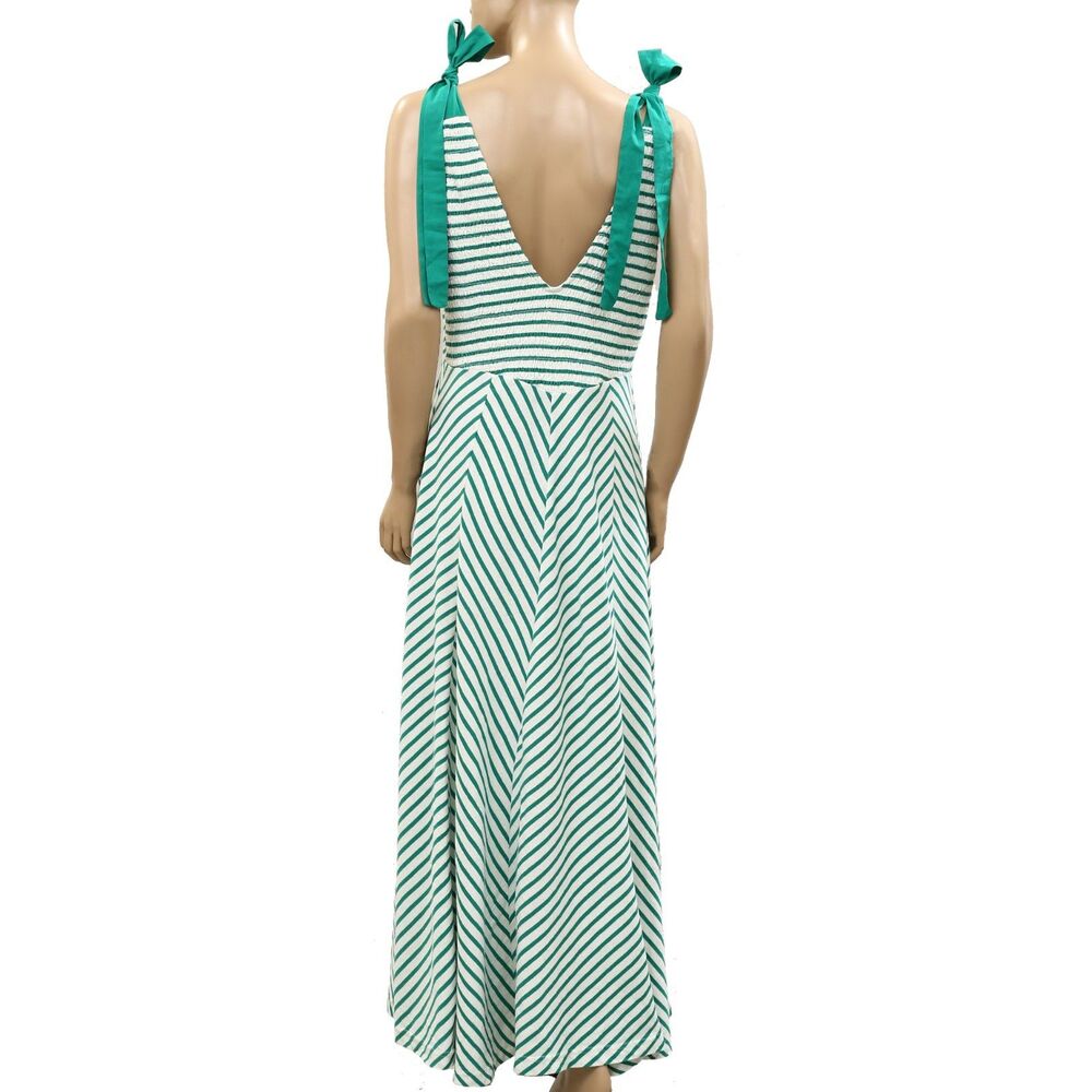 Free People Free-Est Cecelia Midi Dress Striped Printed Smocked Cotton XL 286382 - Picture 5 of 8